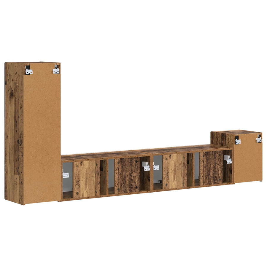 Tv-Meubelset Wandgemonteerd 3 Pcs Oudhout Bewerkt Hout Oud hout
