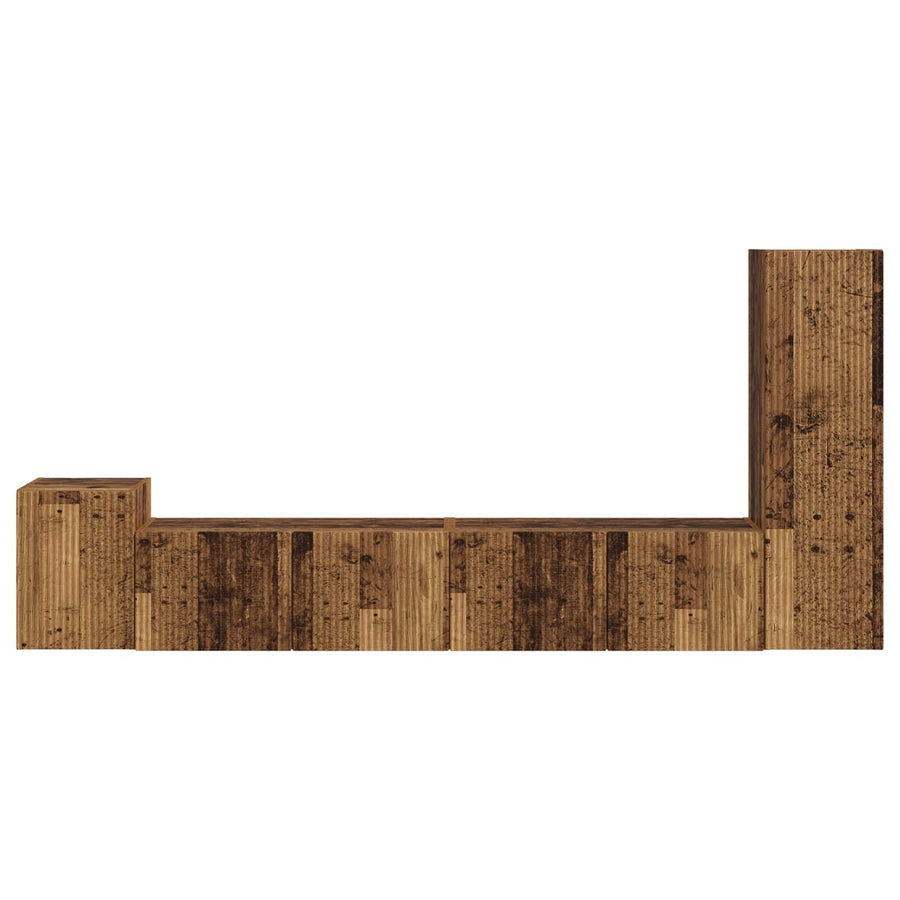 Tv-Meubelset Wandgemonteerd 3 Pcs Oudhout Bewerkt Hout Oud hout