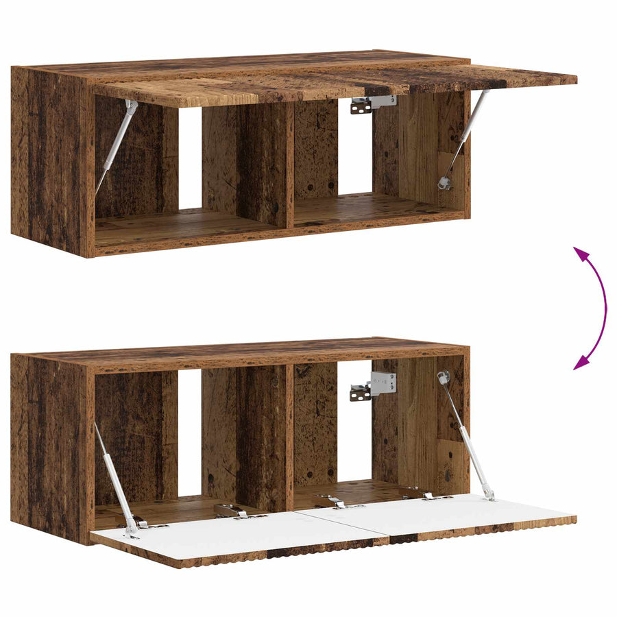 Tv-Meubelset Wandgemonteerd 3 Pcs Oudhout Bewerkt Hout Oud hout