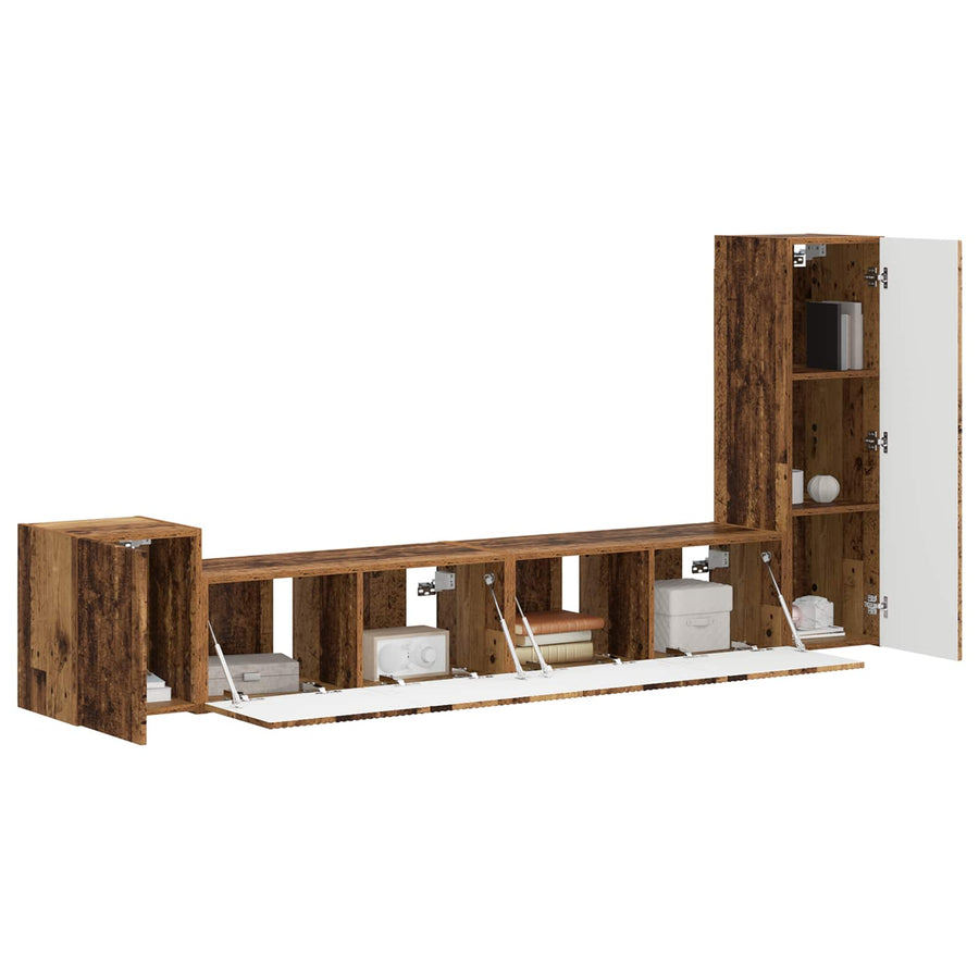 Tv-Meubelset Wandgemonteerd 3 Pcs Oudhout Bewerkt Hout Oud hout