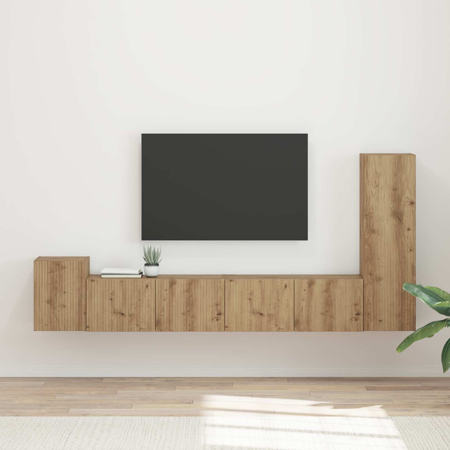 Tv-Meubelset Wandgemonteerd 3 Pcs Artisan Eiken Bewerkt Hout artisanaal eikenkleurig