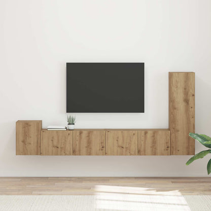 Tv-Meubelset Wandgemonteerd 3 Pcs Artisan Eiken Bewerkt Hout artisanaal eikenkleurig