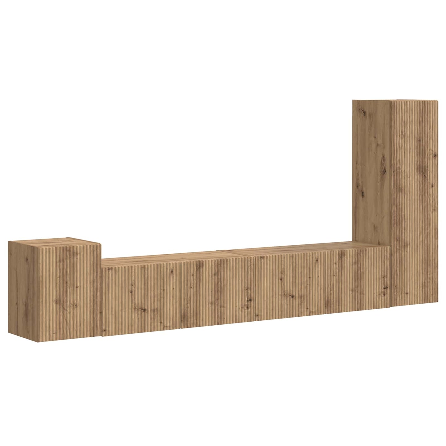 Tv-Meubelset Wandgemonteerd 3 Pcs Artisan Eiken Bewerkt Hout artisanaal eikenkleurig