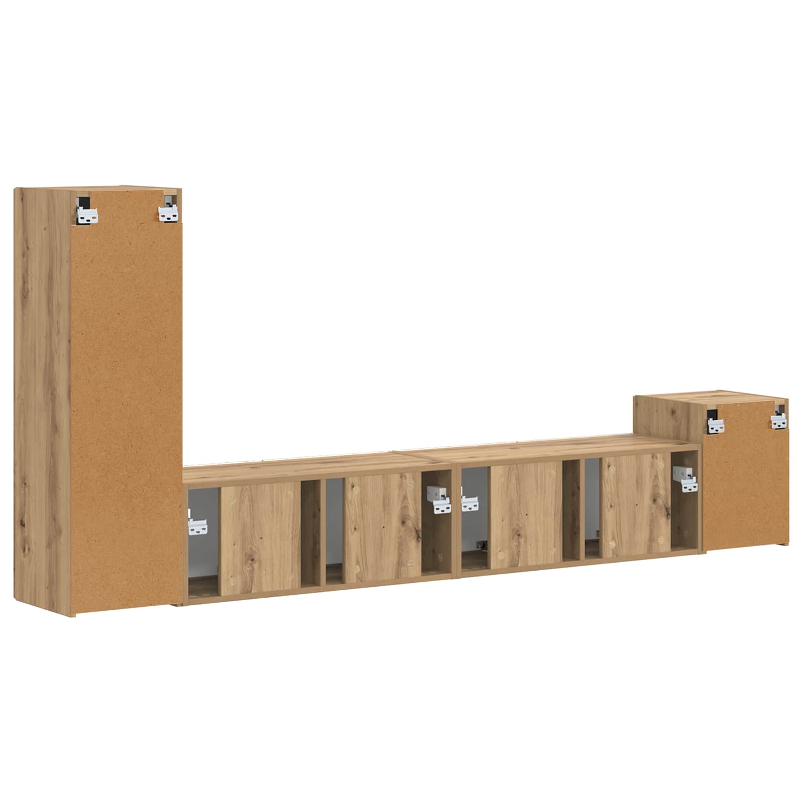 Tv-Meubelset Wandgemonteerd 3 Pcs Artisan Eiken Bewerkt Hout artisanaal eikenkleurig