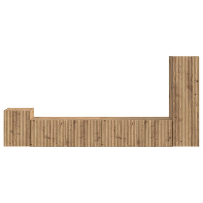 Tv-Meubelset Wandgemonteerd 3 Pcs Artisan Eiken Bewerkt Hout artisanaal eikenkleurig