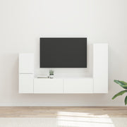 Tv-meubelset wandgemonteerd 4 delen wit bewerkt hout