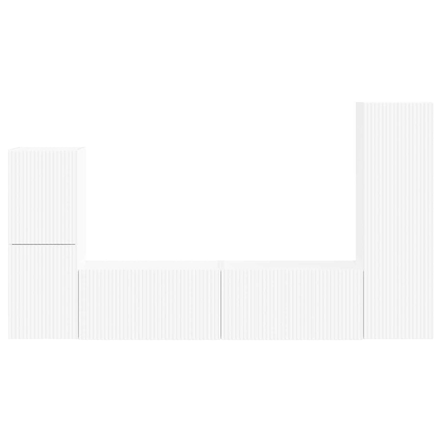 Tv-Meubelset Wandgemonteerd 4 Pcs Bewerkt Hout Wit