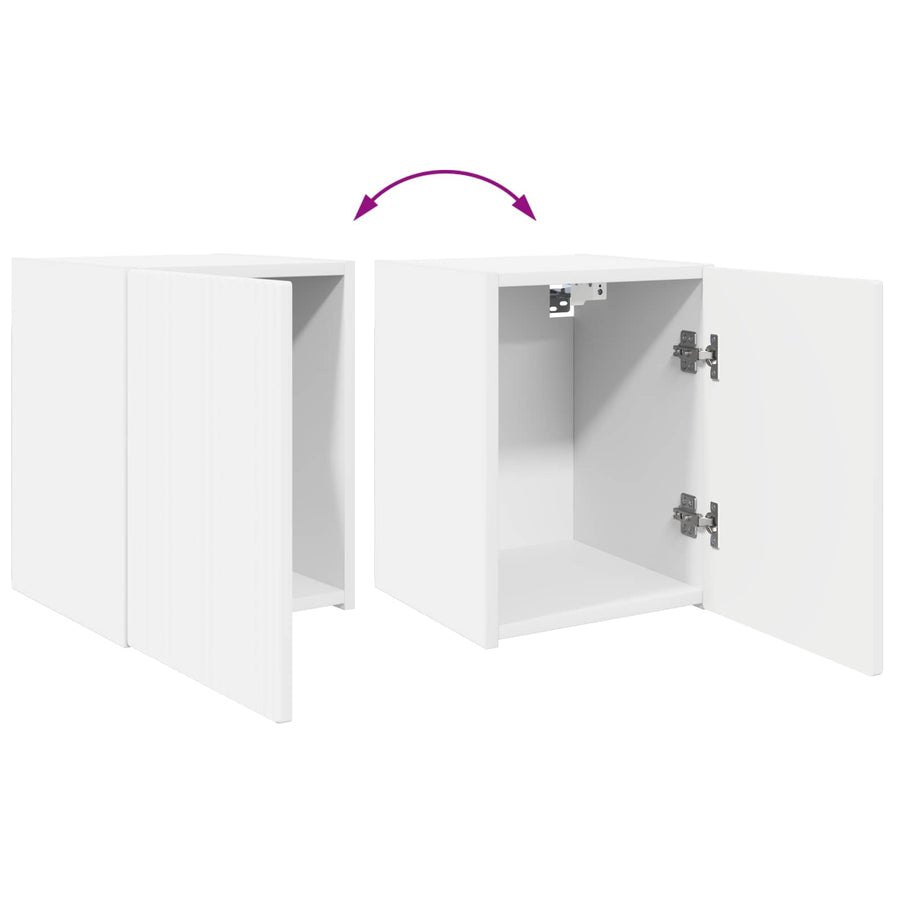 Tv-Meubelset Wandgemonteerd 4 Pcs Bewerkt Hout Wit