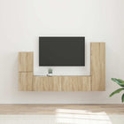 Tv-meubelset wandmontage 4 stuks bewerkt hout sonoma eiken