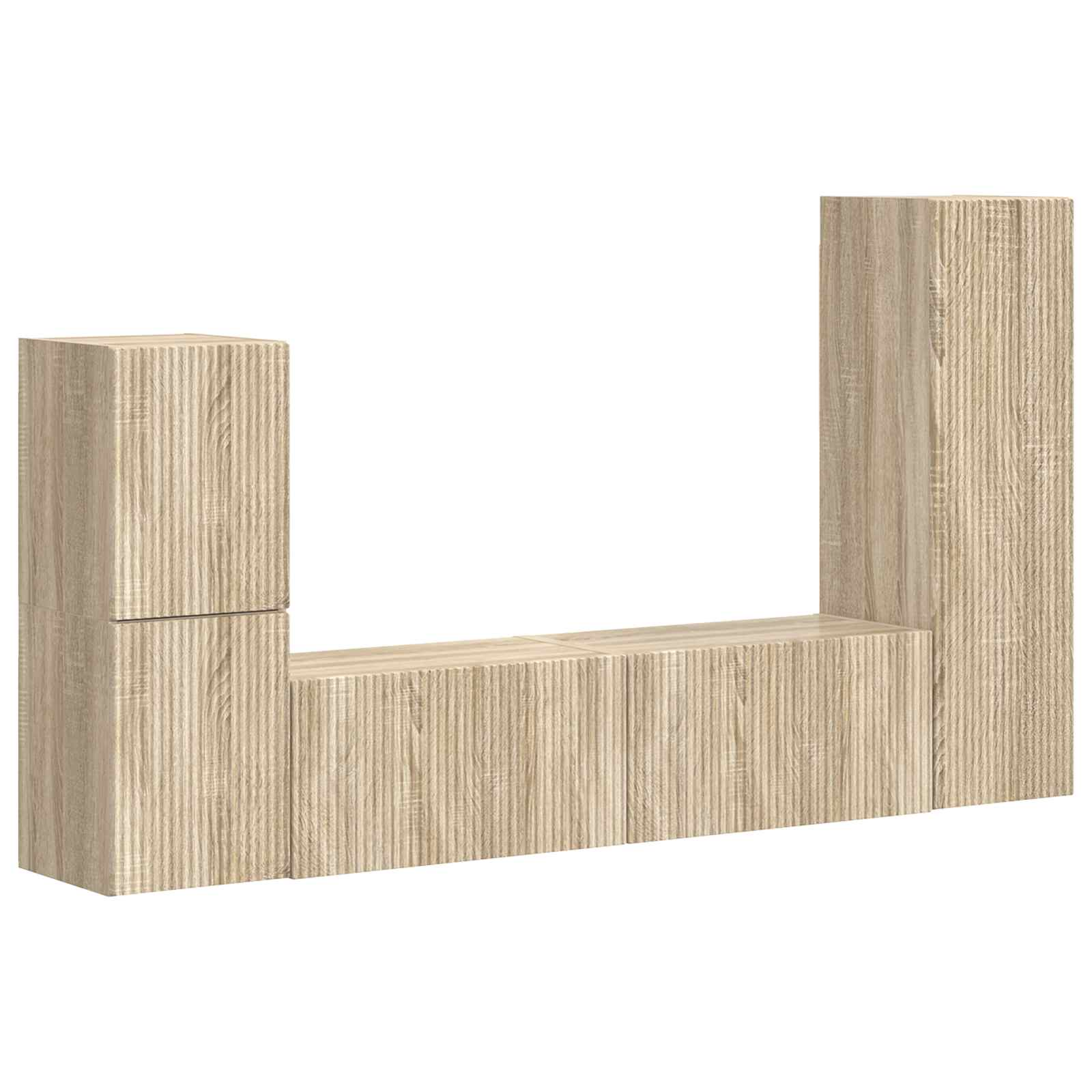 Tv-Meubelset Wandgemonteerd 4 Pcs Bewerkt Hout Sonoma eiken