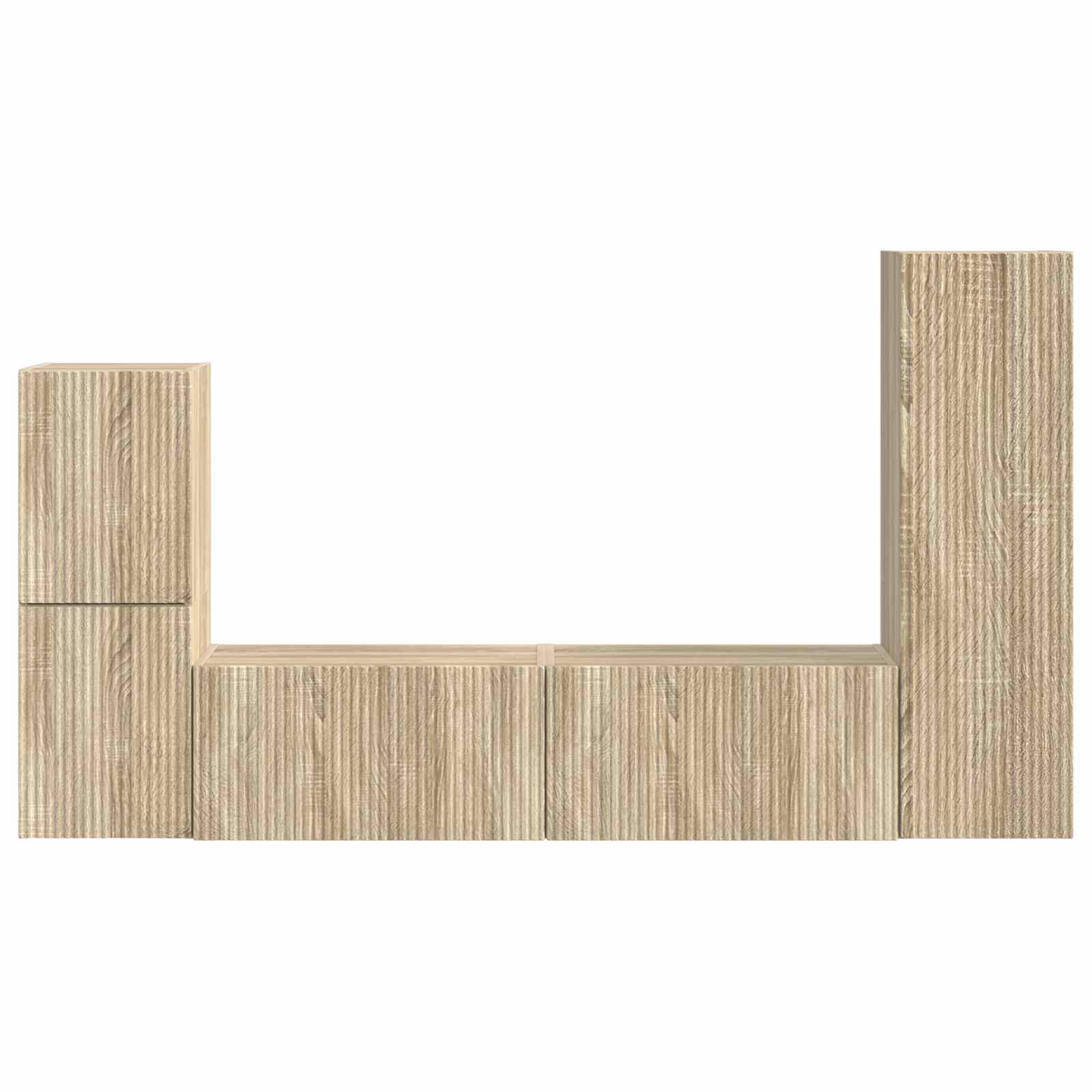 Tv-Meubelset Wandgemonteerd 4 Pcs Bewerkt Hout Sonoma eiken