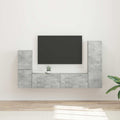 Tv-meubelset Wandgemonteerd 4 pcs Beton Grijs Bewerkt hout