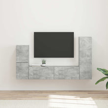 Tv-Meubelset Wandgemonteerd 4 Pcs Beton Grijs Bewerkt Hout Betongrijs