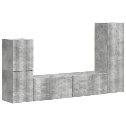 Tv-Meubelset Wandgemonteerd 4 Pcs Beton Grijs Bewerkt Hout Betongrijs