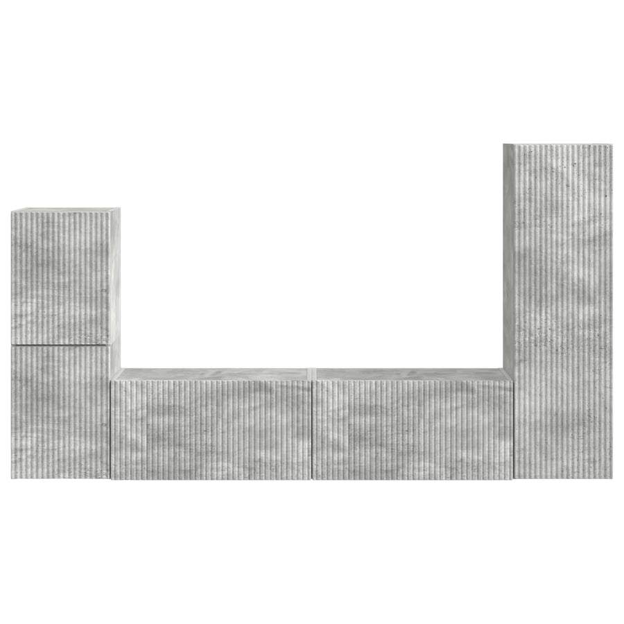 Tv-Meubelset Wandgemonteerd 4 Pcs Beton Grijs Bewerkt Hout Betongrijs