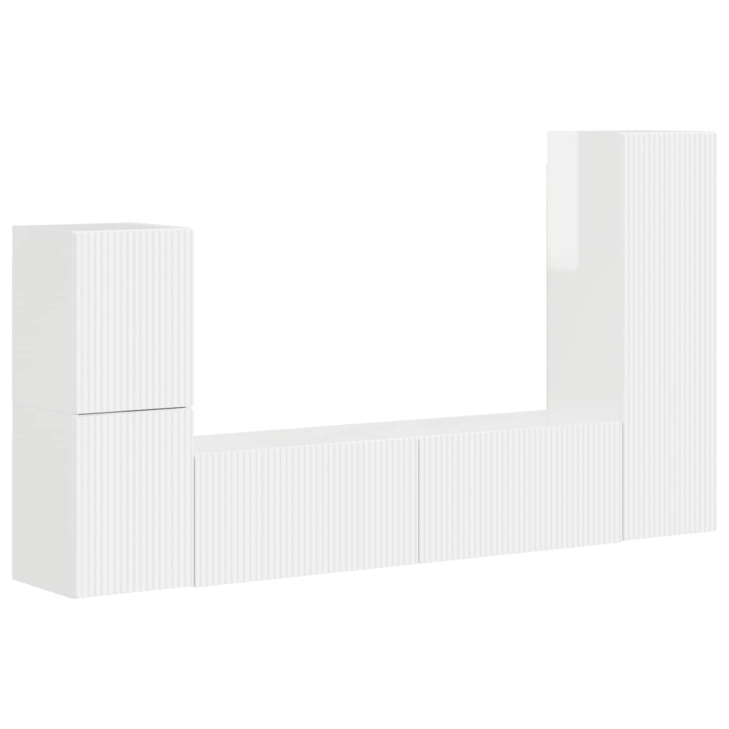 Tv-Meubelset Wandgemonteerd 4 Pcs Bewerkt Hout Hoogglans wit