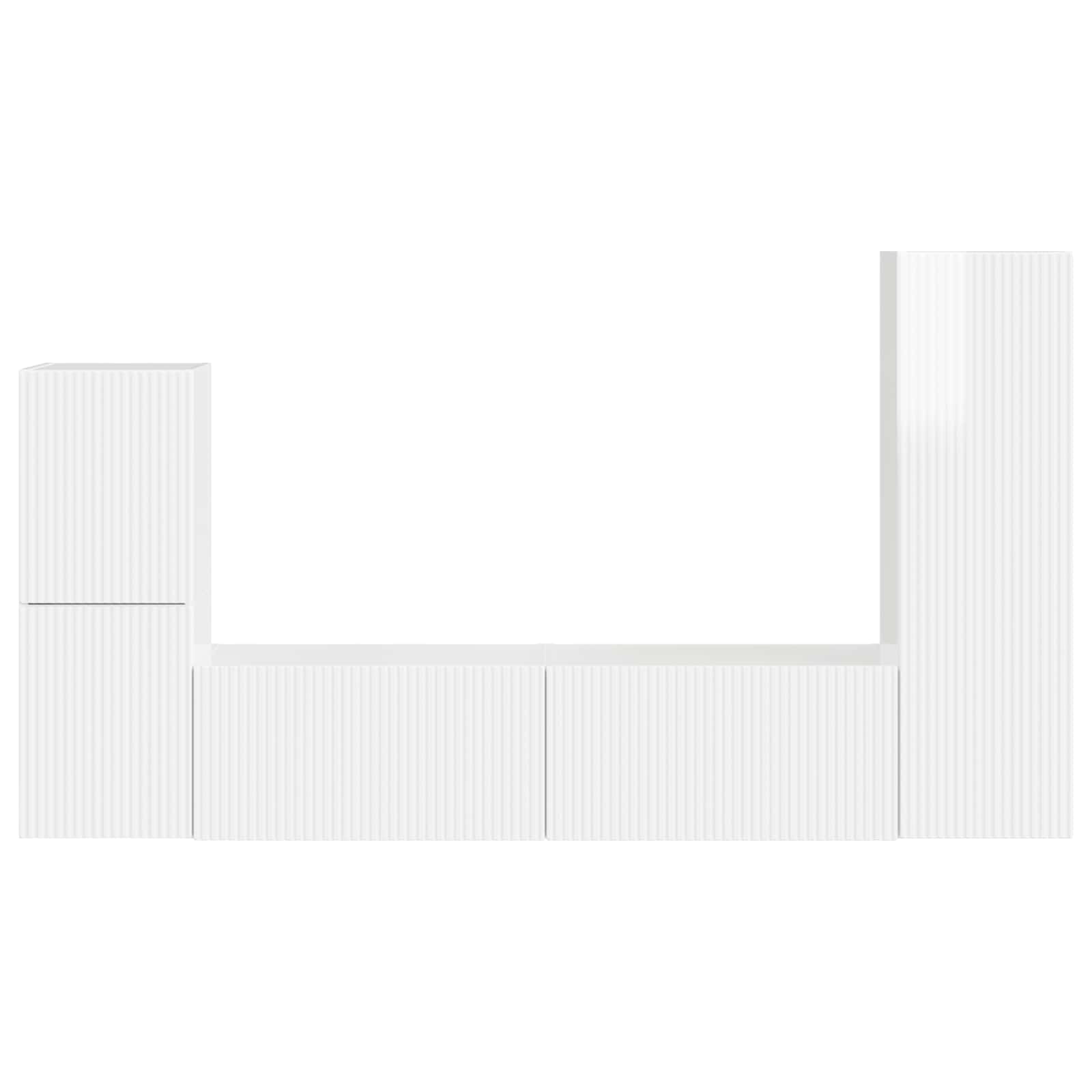 Tv-Meubelset Wandgemonteerd 4 Pcs Bewerkt Hout Hoogglans wit