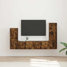 Tv-Meubelset Wandgemonteerd 4 Pcs Bewerkt Hout Gerookt eiken