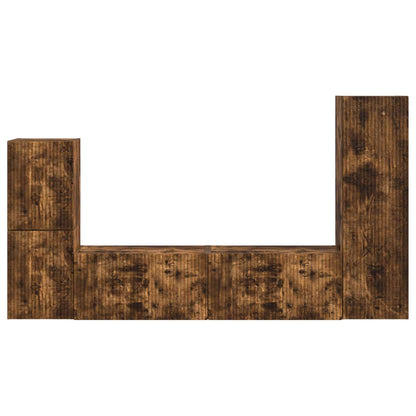 Tv-Meubelset Wandgemonteerd 4 Pcs Bewerkt Hout Gerookt eiken