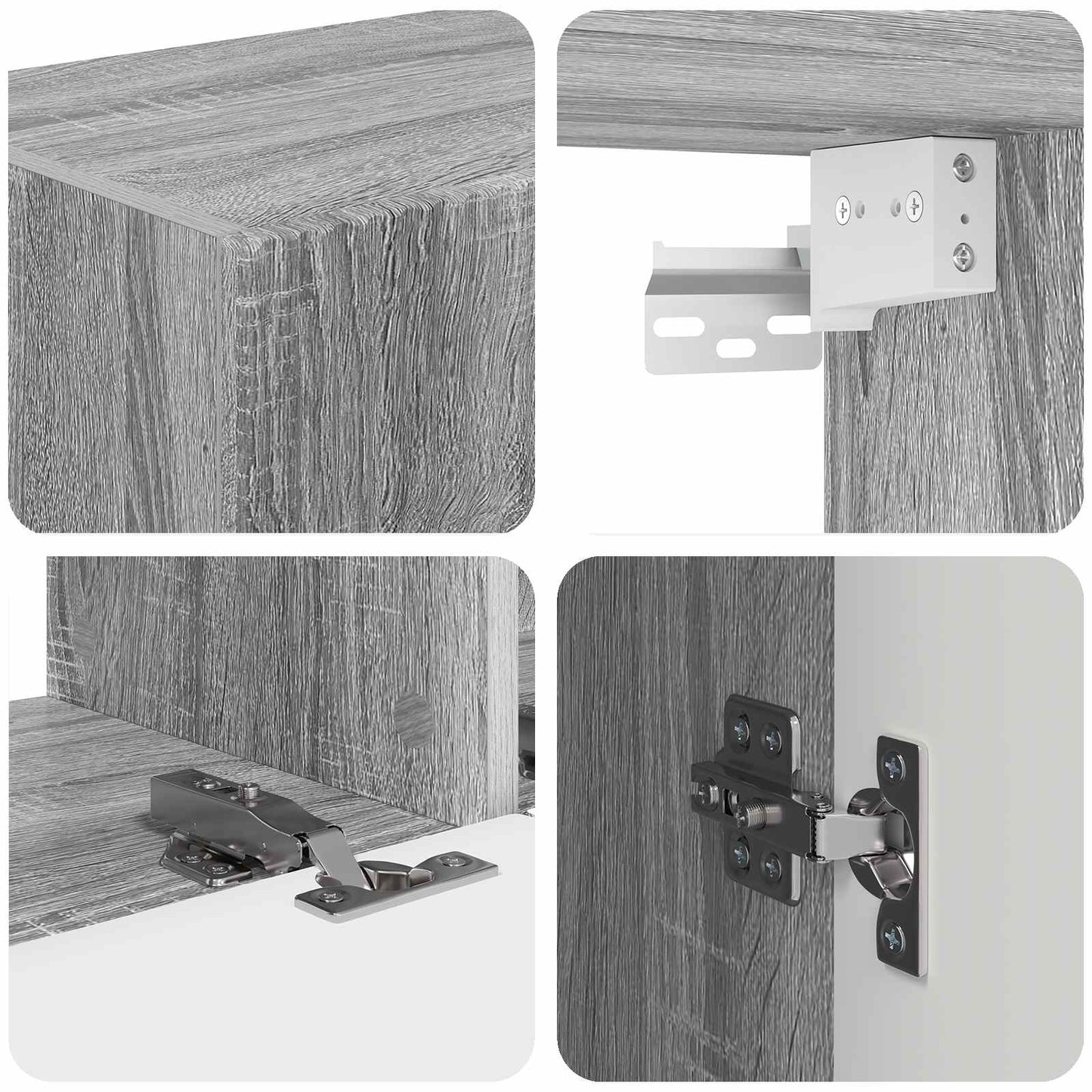 Tv-Meubelset Wandgemonteerd 4 Pcs Bewerkt Hout Grijs sonoma