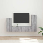 Tv-meubelset wandmontage 4 stuks grijs sonoma bewerkt hout