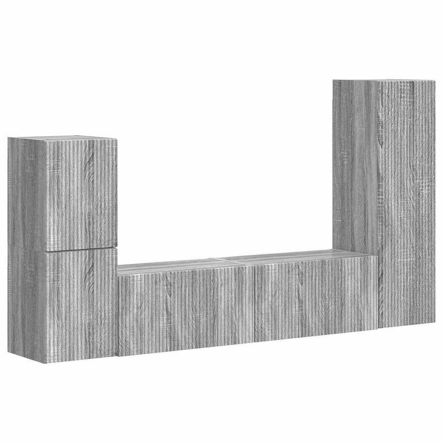 Tv-Meubelset Wandgemonteerd 4 Pcs Bewerkt Hout Grijs sonoma