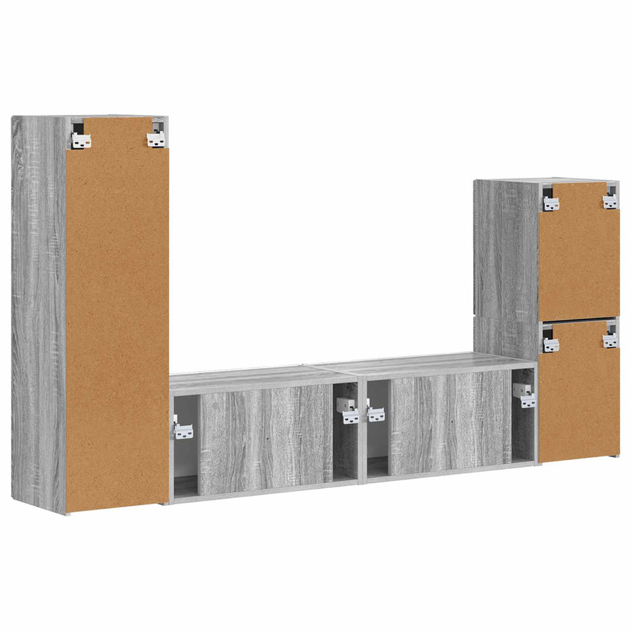 Tv-Meubelset Wandgemonteerd 4 Pcs Bewerkt Hout Grijs sonoma