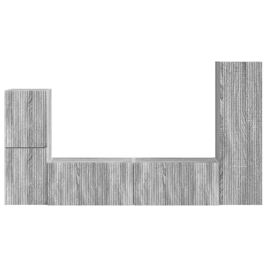 Tv-Meubelset Wandgemonteerd 4 Pcs Bewerkt Hout Grijs sonoma