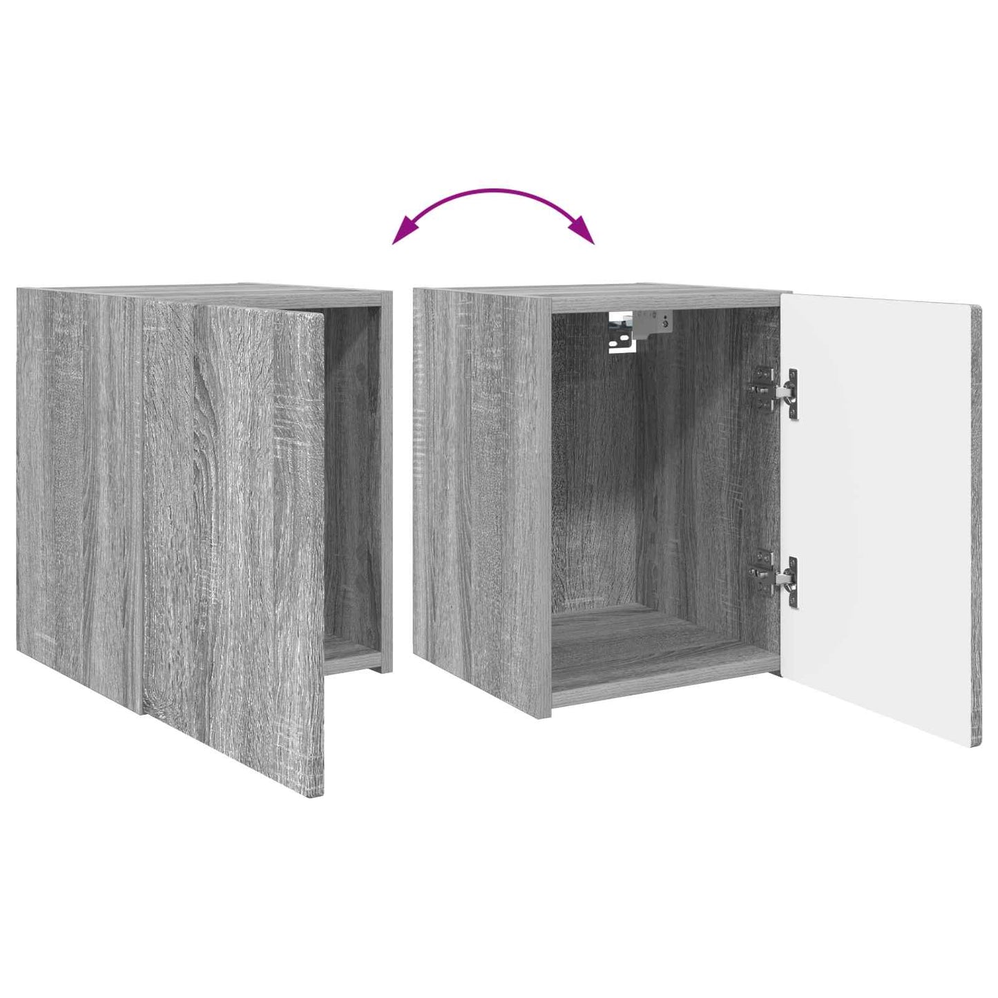 Tv-Meubelset Wandgemonteerd 4 Pcs Bewerkt Hout Grijs sonoma
