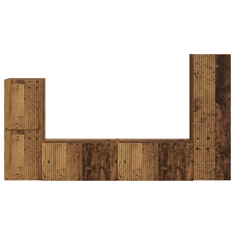 Tv-Meubelset Wandgemonteerd 4 Pcs Oudhout Bewerkt Hout Oud hout