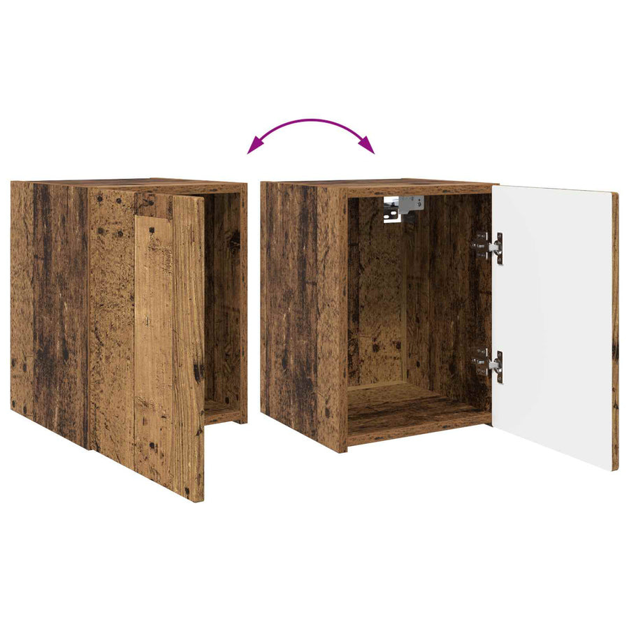 Tv-Meubelset Wandgemonteerd 4 Pcs Oudhout Bewerkt Hout Oud hout