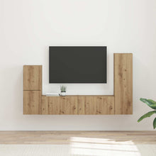 Tv-Meubelset Wandgemonteerd 4 Pcs Artisan Eiken Bewerkt Hout artisanaal eikenkleurig