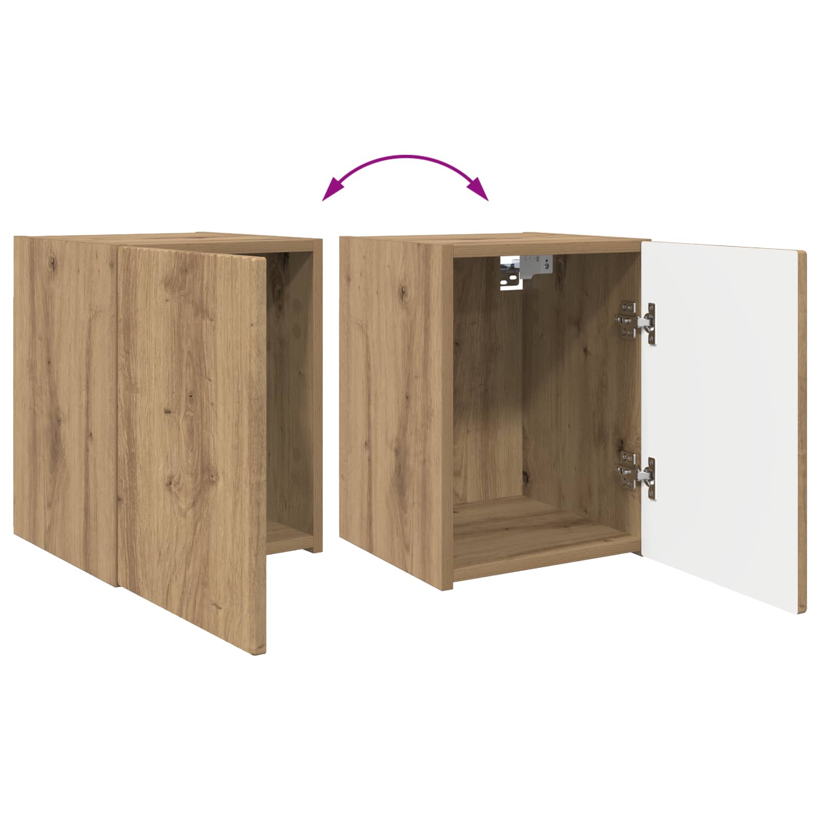 Tv-Meubelset Wandgemonteerd 4 Pcs Artisan Eiken Bewerkt Hout artisanaal eikenkleurig