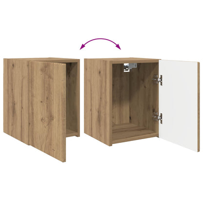 Tv-Meubelset Wandgemonteerd 4 Pcs Artisan Eiken Bewerkt Hout artisanaal eikenkleurig