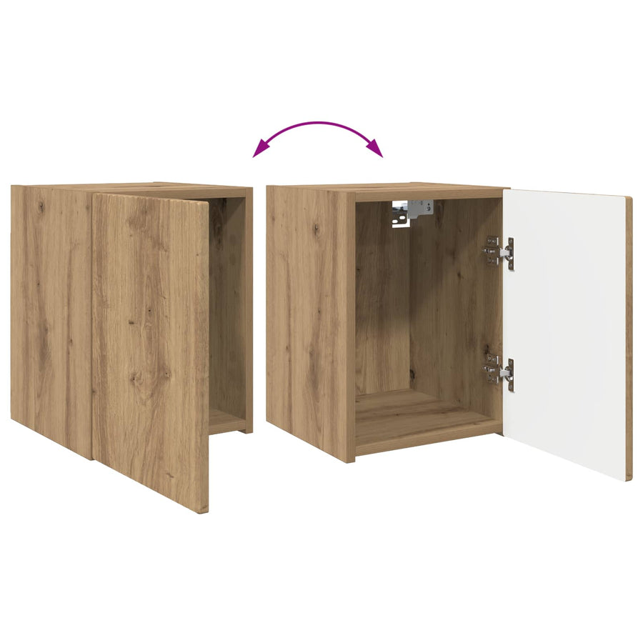 Tv-Meubelset Wandgemonteerd 4 Pcs Artisan Eiken Bewerkt Hout artisanaal eikenkleurig