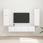 Tv-meubelset wandgemonteerd 4 delen bewerkt hout wit