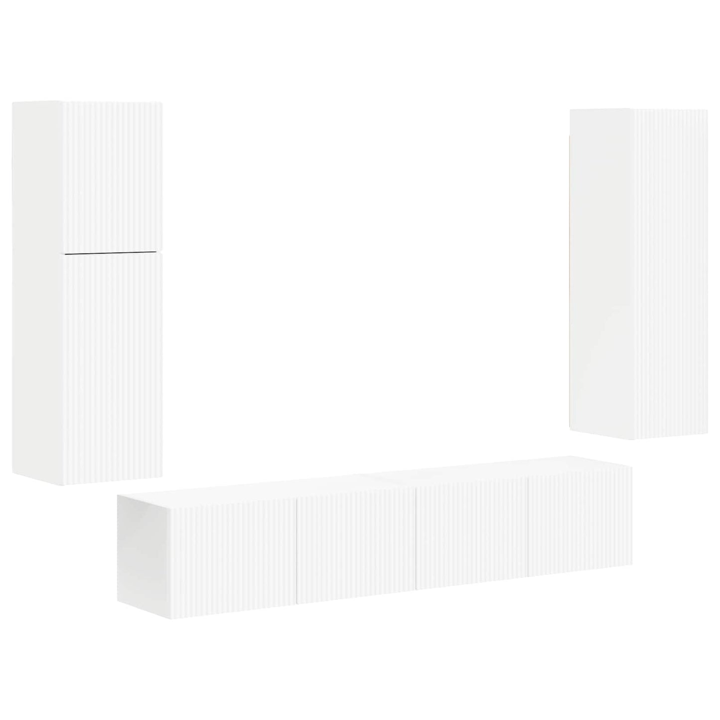 Tv-Meubelset Wandgemonteerd 4 Pcs Bewerkt Hout Wit