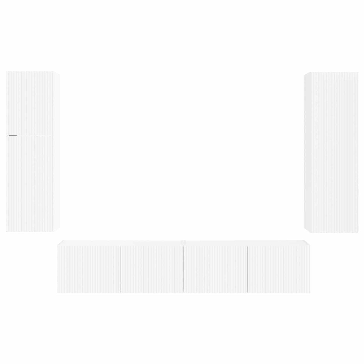 Tv-Meubelset Wandgemonteerd 4 Pcs Bewerkt Hout Wit