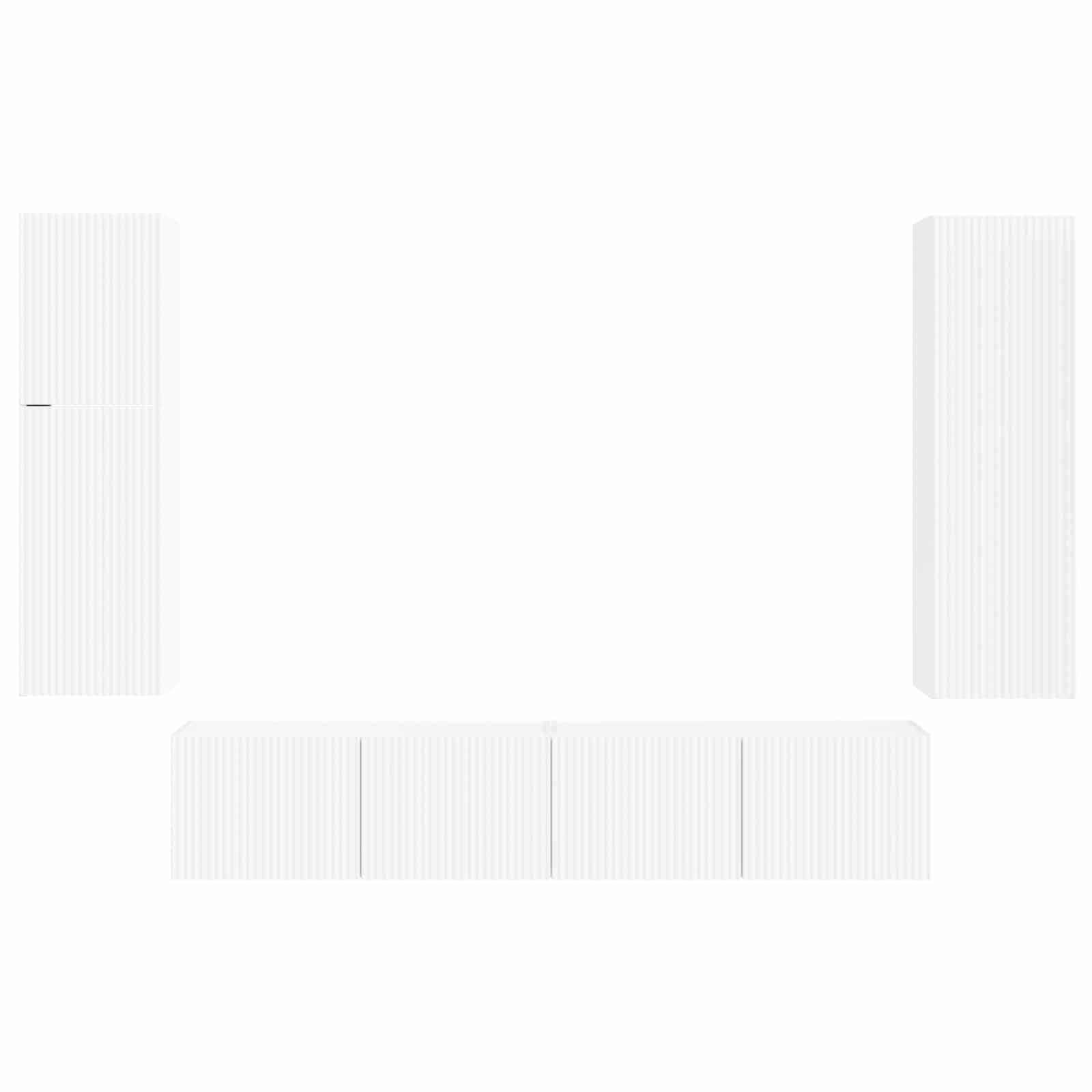 Tv-Meubelset Wandgemonteerd 4 Pcs Bewerkt Hout Wit