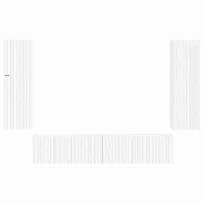 Tv-Meubelset Wandgemonteerd 4 Pcs Bewerkt Hout Wit