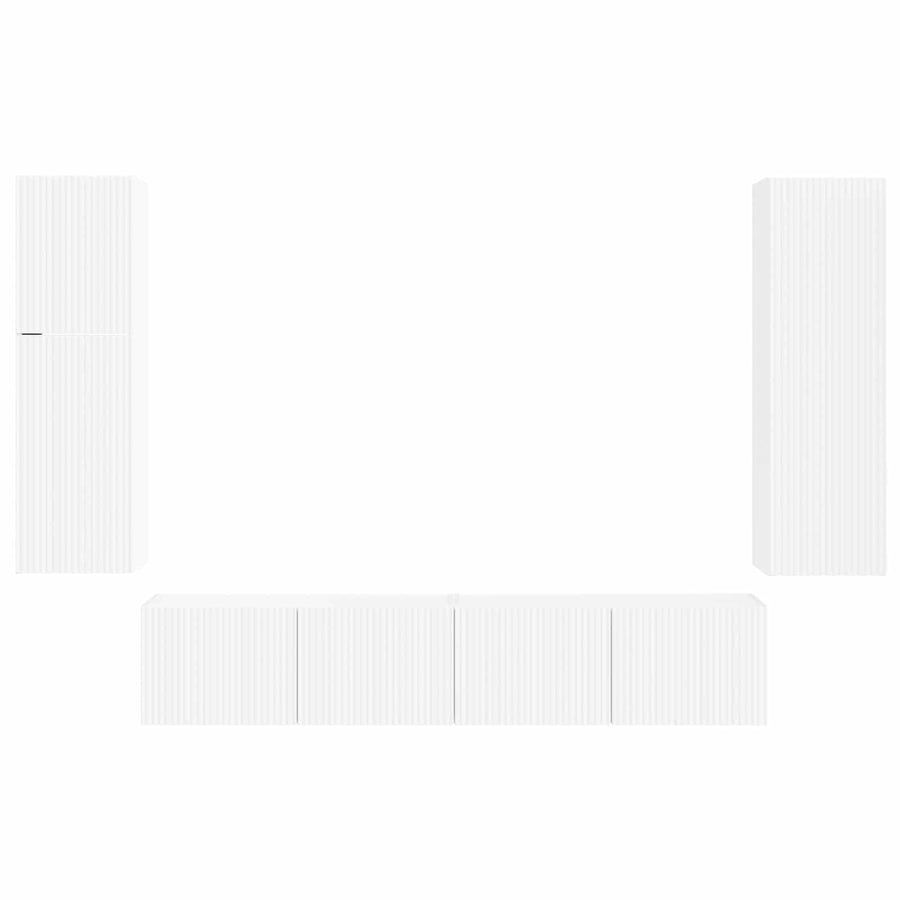 Tv-Meubelset Wandgemonteerd 4 Pcs Bewerkt Hout Wit