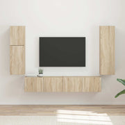 Tv-meubelset wandmontage 4 delen bewerkt hout sonoma eiken
