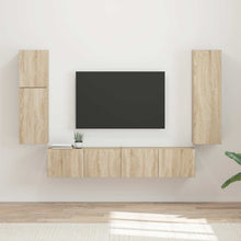 Tv-Meubelset Wandgemonteerd 4 Pcs Bewerkt Hout Sonoma eiken