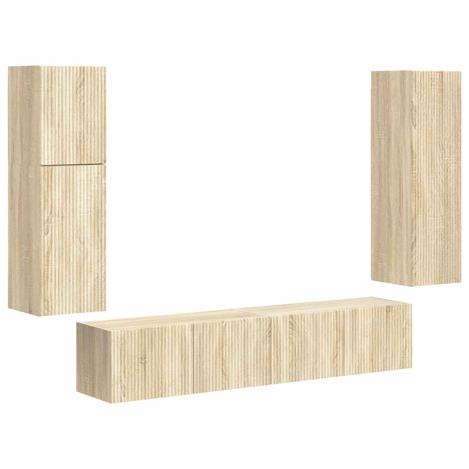 Tv-Meubelset Wandgemonteerd 4 Pcs Bewerkt Hout Sonoma eiken