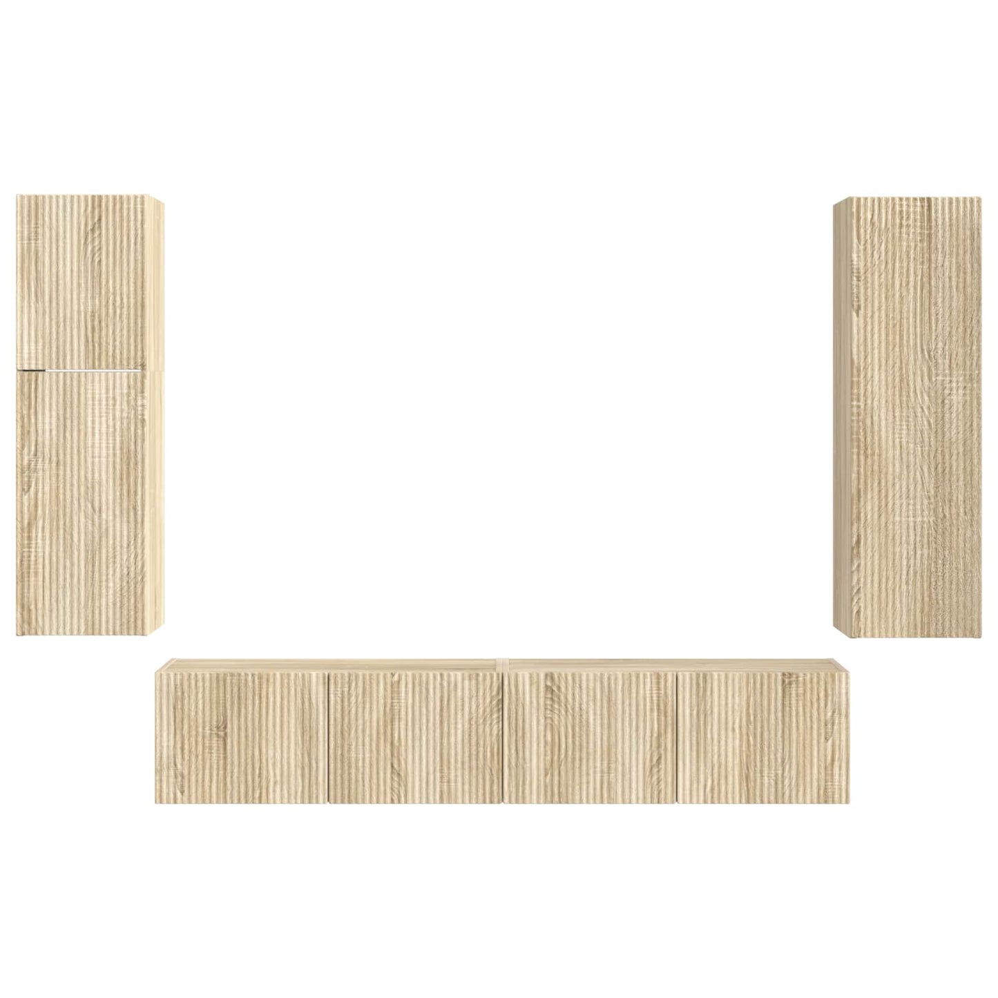 Tv-Meubelset Wandgemonteerd 4 Pcs Bewerkt Hout Sonoma eiken