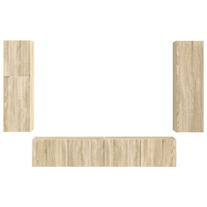 Tv-Meubelset Wandgemonteerd 4 Pcs Bewerkt Hout Sonoma eiken