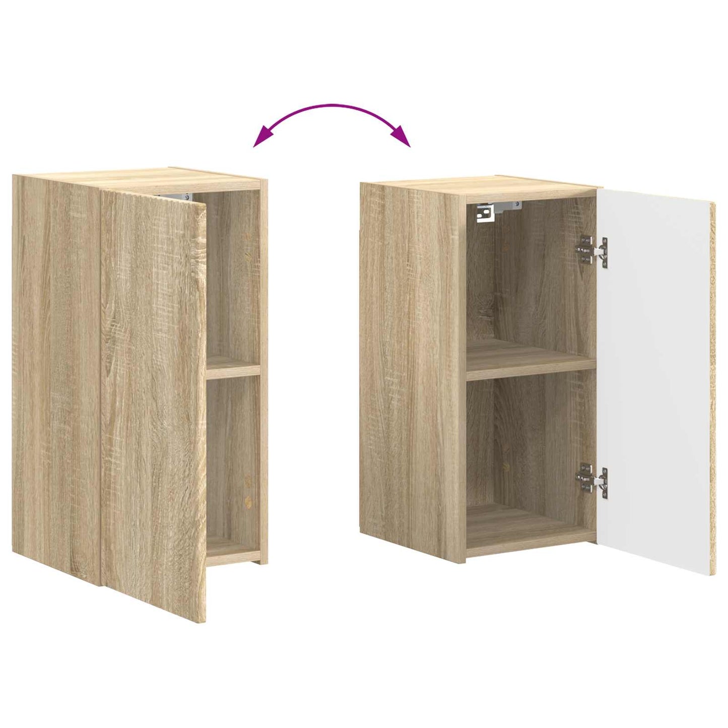 Tv-Meubelset Wandgemonteerd 4 Pcs Bewerkt Hout Sonoma eiken