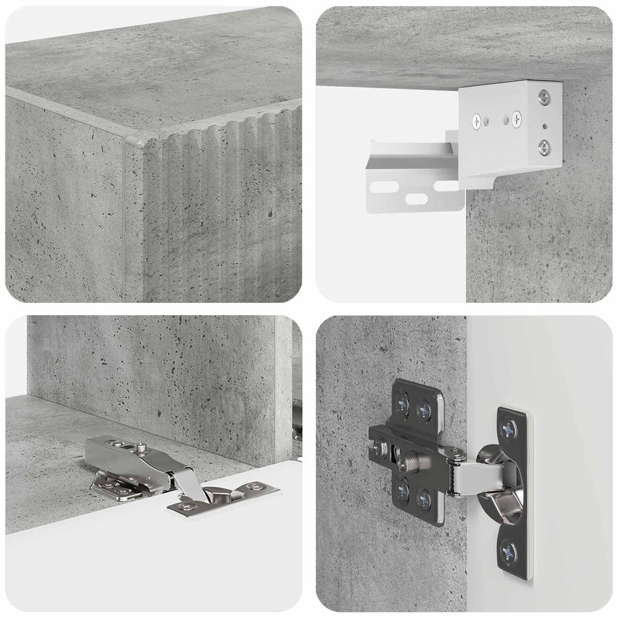 Tv-Meubelset Wandgemonteerd 4 Pcs Beton Grijs Bewerkt Hout Betongrijs