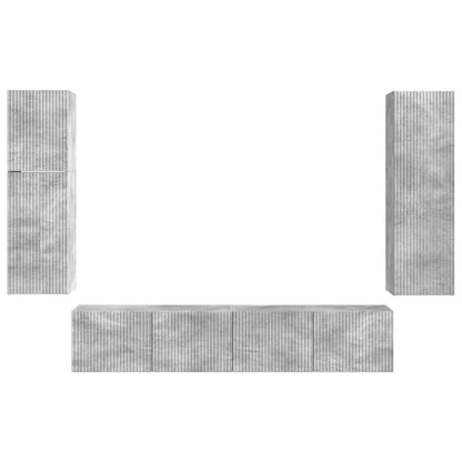 Tv-Meubelset Wandgemonteerd 4 Pcs Beton Grijs Bewerkt Hout Betongrijs
