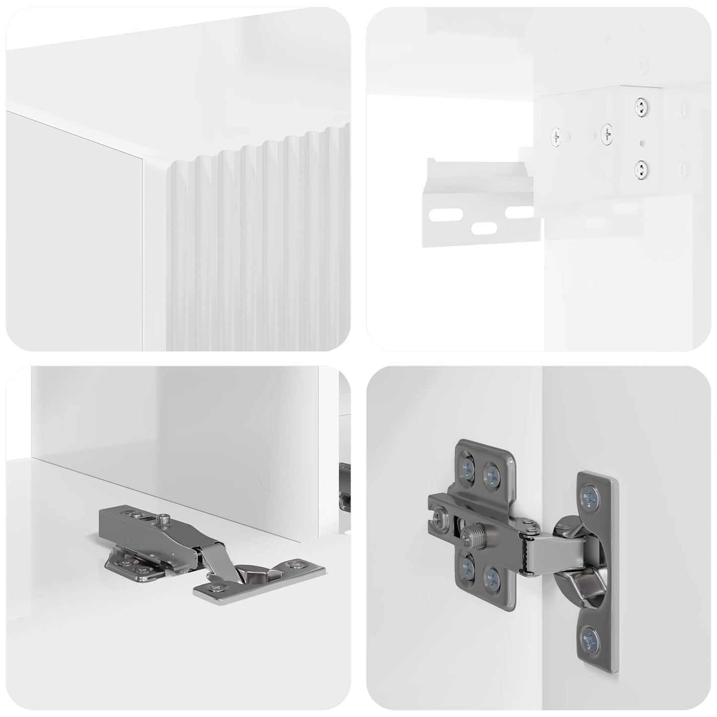 Tv-Meubelset Wandgemonteerd 4 Pcs Bewerkt Hout Hoogglans wit